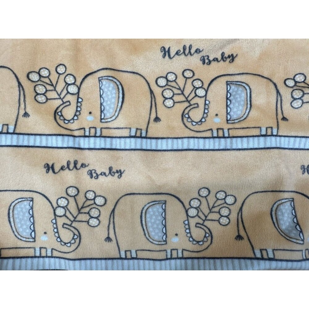 Baby Blanket Elephants Stars Handmade Orange Gray Gender Neutral Soft 27 X 34 - Picture 4 of 11